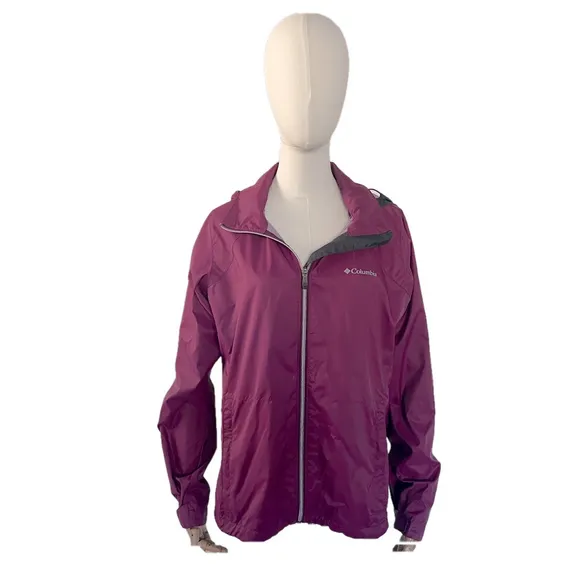 Columbia Lightweight Waterproof Hooded Jacket Purple Hooded Nylon Size Large