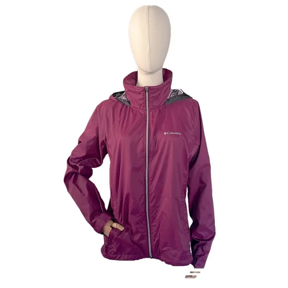 Columbia Lightweight Waterproof Hooded Jacket Purple Hooded Nylon Size Large