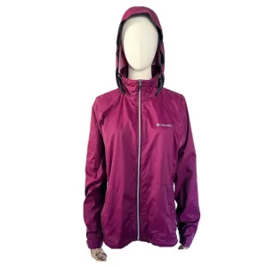 Columbia Lightweight Waterproof Hooded Jacket Purple Hooded Nylon Size Large