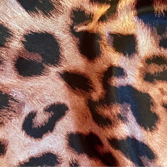 COMMENSE Satin Leopard Animal Print Slim Cut Maxi Skirt NWT