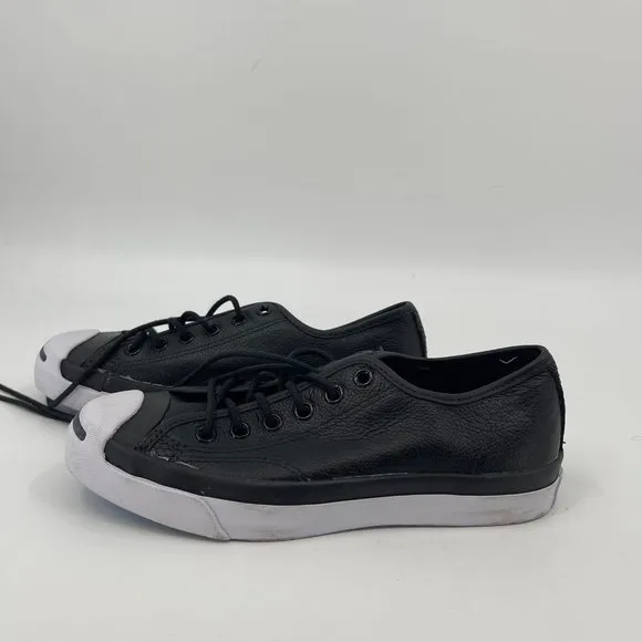 Converse Black &amp; White Leather Sneakers | Round Toe, Size 7