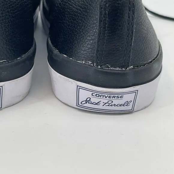 Converse Black &amp; White Leather Sneakers | Round Toe, Size 7