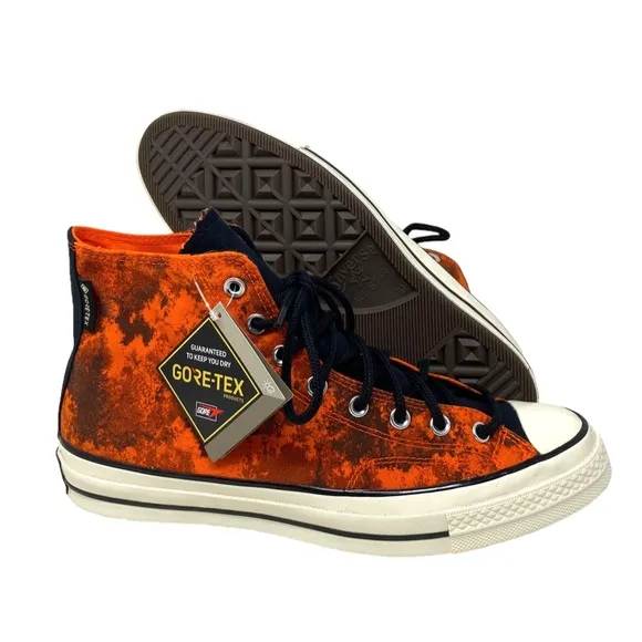 Converse Chuck 70 GORE-TEX High Black Orange Canvas Women’s Size Sneakers 172207