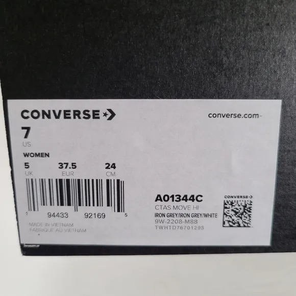 Converse CTAS Move Hi Platform Sneakers Iron Grey Women's Size 7