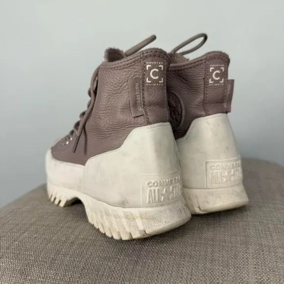 Converse leather tan platform boots l waterproof fleece lined platform size 5