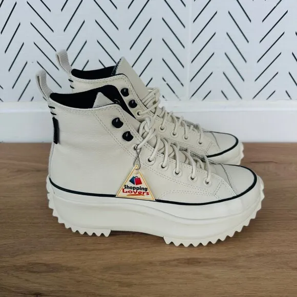 ❤️❤️❤️Converse Run Star Hike Hi Leather Women Shoes Sz 8 Beige Sneakers A05389C