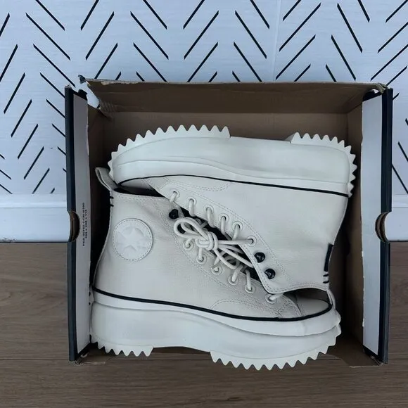 ❤️❤️❤️Converse Run Star Hike Hi Leather Women Shoes Sz 8 Beige Sneakers A05389C