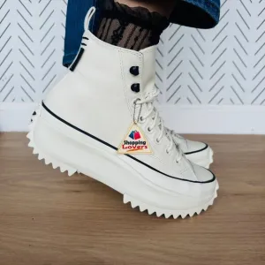 ❤️❤️❤️Converse Run Star Hike Hi Leather Women Shoes Sz 8 Beige Sneakers A05389C