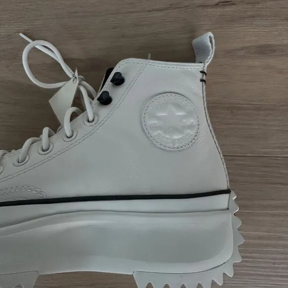 ❤️❤️❤️Converse Run Star Hike Hi Leather Women Shoes Sz 8 Beige Sneakers A05389C