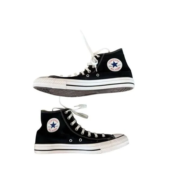 Converse Mens Black All Star Chuck Taylor High Top Canvas Lace-up Sneakers Sz 12