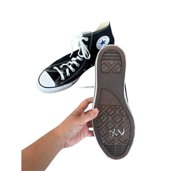 Converse Mens Black All Star Chuck Taylor High Top Canvas Lace-up Sneakers Sz 12