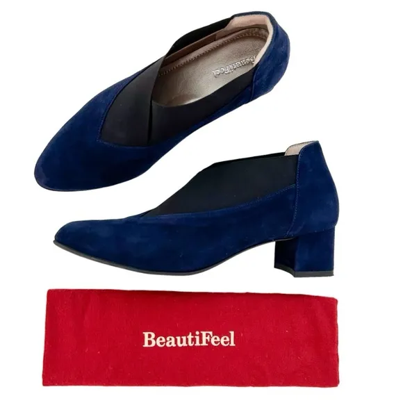 COPY - BeautiFeel Gia Pumps Navy Black Heels Booties Suede Leather Clogs EU 37