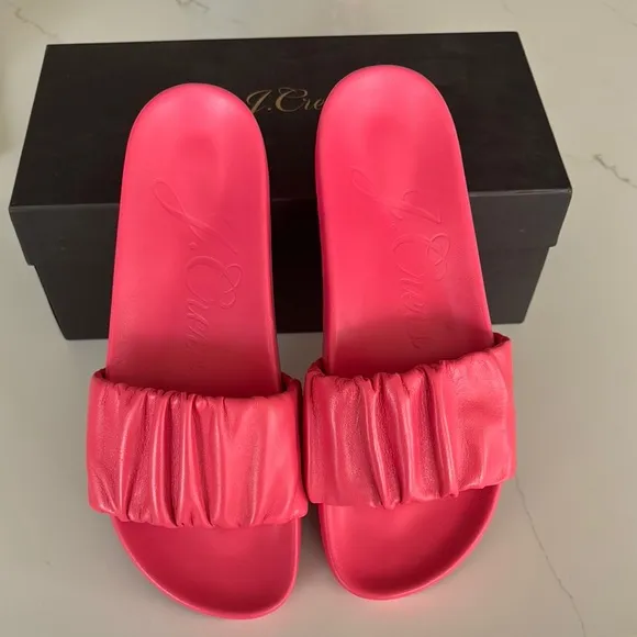 Coral Pink J. Crew Scrunchie-Strap Slides