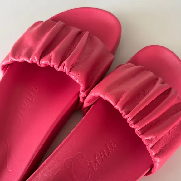 Coral Pink J. Crew Scrunchie-Strap Slides