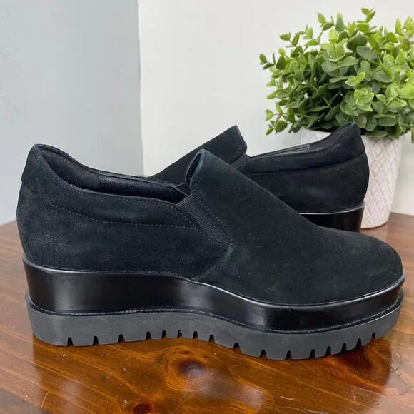 Cordani Black Suede Leather Amaya 2 Slip-On Platform Loafers NEW Size 36 6