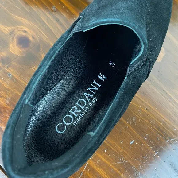 Cordani Black Suede Leather Amaya 2 Slip-On Platform Loafers NEW Size 36 6