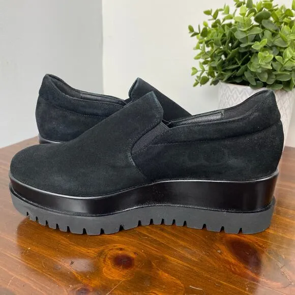 Cordani Black Suede Leather Amaya 2 Slip-On Platform Loafers NEW Size 36 6