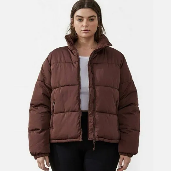 Cotton On Body Recycled Mother Puffer Jacket Deep Taupe Large