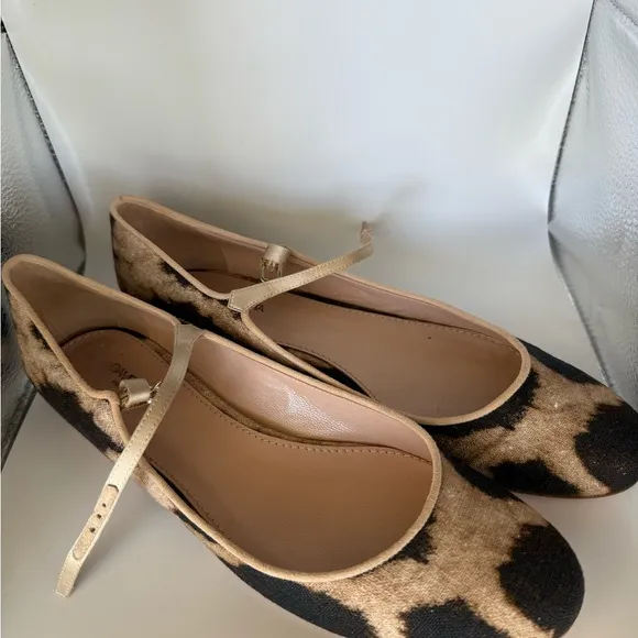 Cream and Black Flats with Rounded Toe and Thin Sole