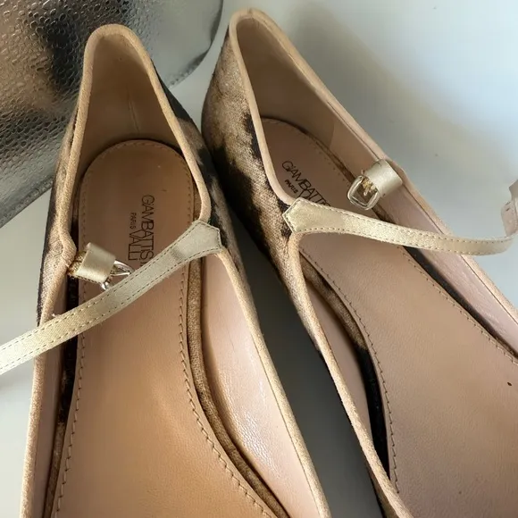 Cream and Black Flats with Rounded Toe and Thin Sole