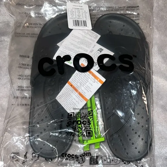 Crocs Adult Slide Sandals,Black, W9/M7 new