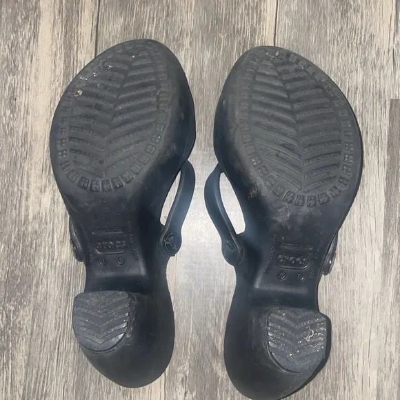Crocs Cyprus IV Sandals Womens  8 Shoes Black Rubber Heel Slide Strappy Comfort