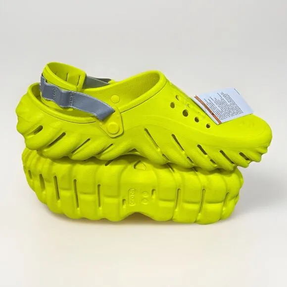 Crocs Echo Clogs Men size 13 w/ Reflective Strap Acidity Neon Yellow Slides New