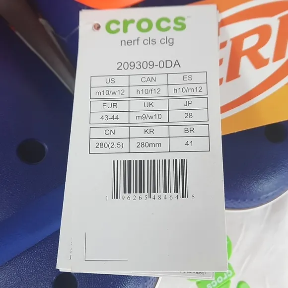 Crocs Nerf Slide Sandals with 4 Charms Unisex Adult Mens Size 10 Womens 12 NEW