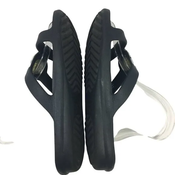 Crocs Sanrah Hammered Teardrop Sandal Black Silver Casual Slides Women's Size 7
