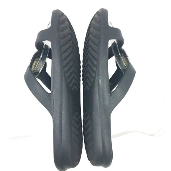 Crocs Sanrah Hammered Teardrop Sandal Black Silver Casual Slides Women's Size 7