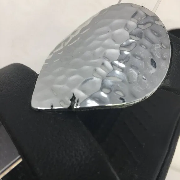 Crocs Sanrah Hammered Teardrop Sandal Black Silver Casual Slides Women's Size 7
