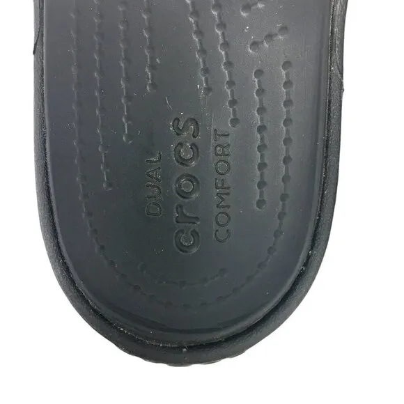 Crocs Sanrah Hammered Teardrop Sandal Black Silver Casual Slides Women's Size 7
