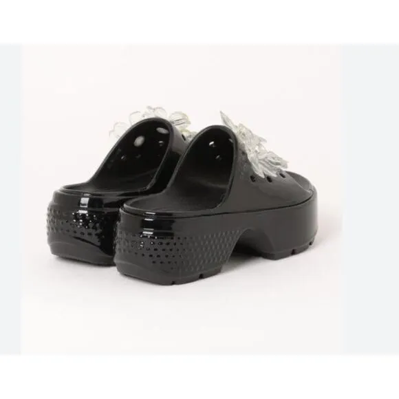 Crocs STOMP HYPER FLORAL HIGH SHINE SLIDE Black Unisex Size 8 W 6 M