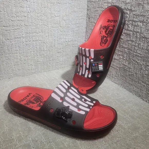 Crocs X Star Wars Darth Vader Unisex Size M10 W12 Black Red Slide Sandals 209829