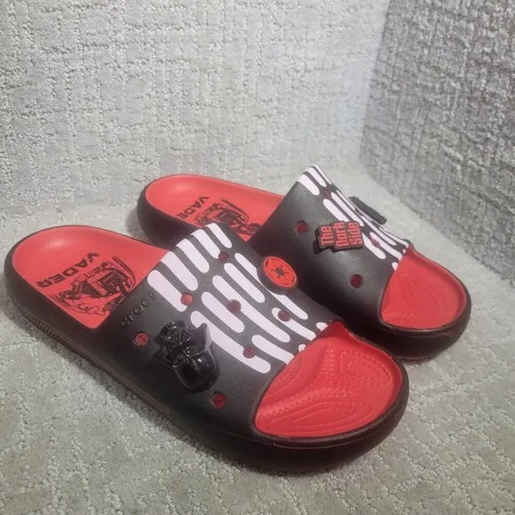 Crocs X Star Wars Darth Vader Unisex Size M10 W12 Black Red Slide Sandals 209829