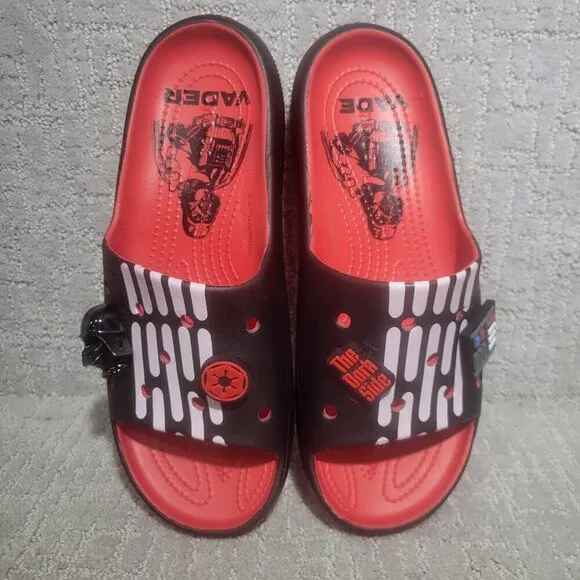 Crocs X Star Wars Darth Vader Unisex Size M10 W12 Black Red Slide Sandals 209829
