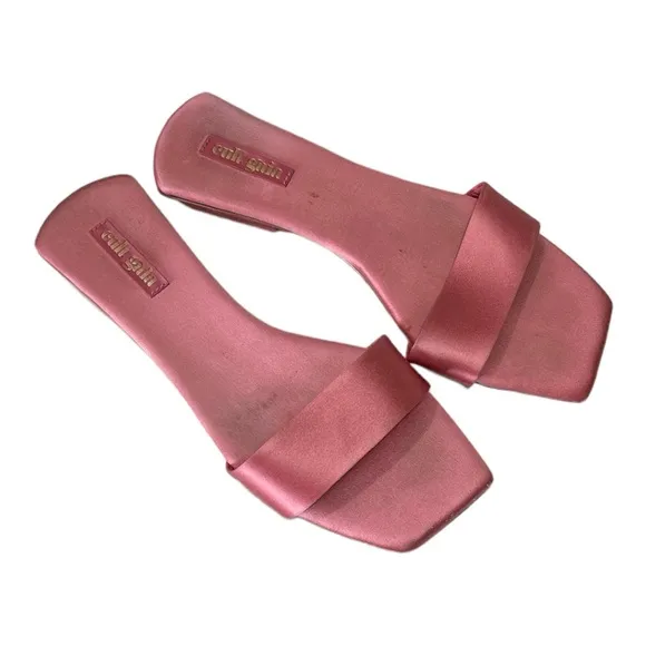 Cult Gaia Maya Satin Flat Sandal Shoe Rose 39.5