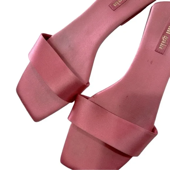 Cult Gaia Maya Satin Flat Sandal Shoe Rose 39.5