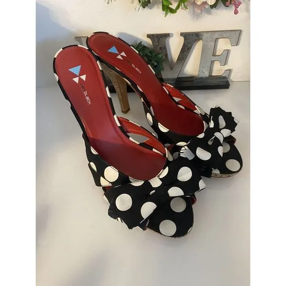 Daniblack Women's Wanda Slide Sandals Black and White Polka Dots Retro Style 10M