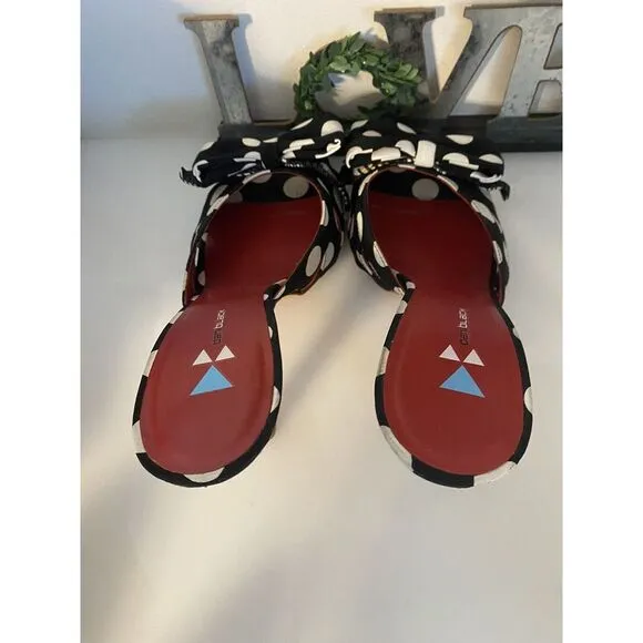 Daniblack Women's Wanda Slide Sandals Black and White Polka Dots Retro Style 10M