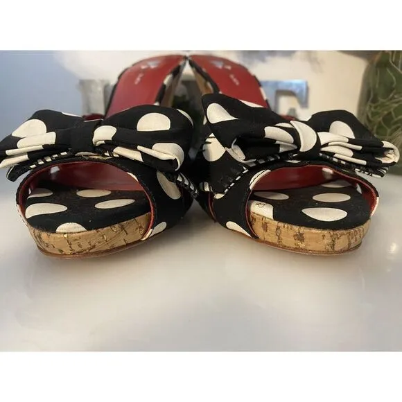 Daniblack Women's Wanda Slide Sandals Black and White Polka Dots Retro Style 10M