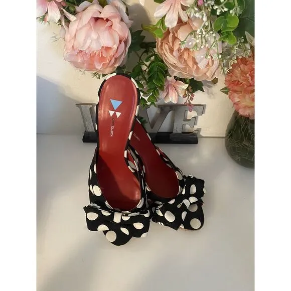 Daniblack Women's Wanda Slide Sandals Black and White Polka Dots Retro Style 10M