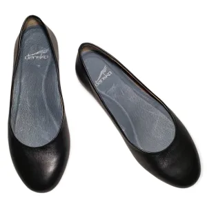 Dansko Ballet Style Rounded Toe Black Leather Flats Size 6 Wide