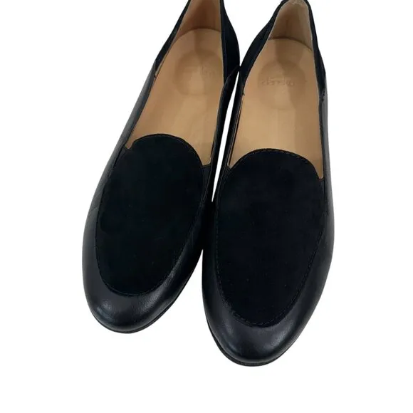 Dansko Black Women Leather &amp; Suede Loafers Size 37 Slip-On Shoes Durable Sole