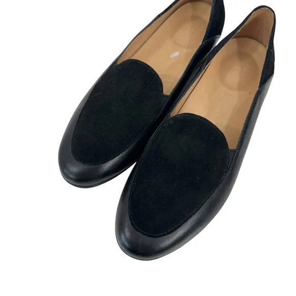 Dansko Black Women Leather &amp; Suede Loafers Size 37 Slip-On Shoes Durable Sole