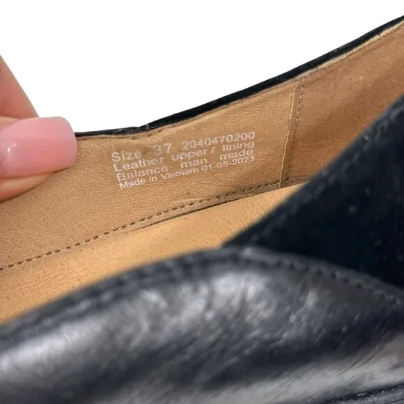 Dansko Black Women Leather &amp; Suede Loafers Size 37 Slip-On Shoes Durable Sole