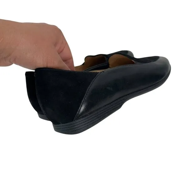 Dansko Black Women Leather &amp; Suede Loafers Size 37 Slip-On Shoes Durable Sole