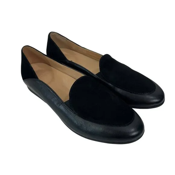 Dansko Black Women Leather &amp; Suede Loafers Size 37 Slip-On Shoes Durable Sole