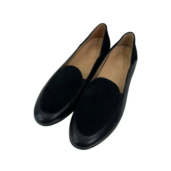 Dansko Black Women Leather &amp; Suede Loafers Size 37 Slip-On Shoes Durable Sole