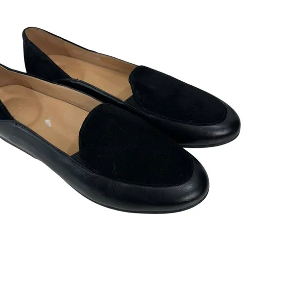 Dansko Black Women Leather &amp; Suede Loafers Size 37 Slip-On Shoes Durable Sole